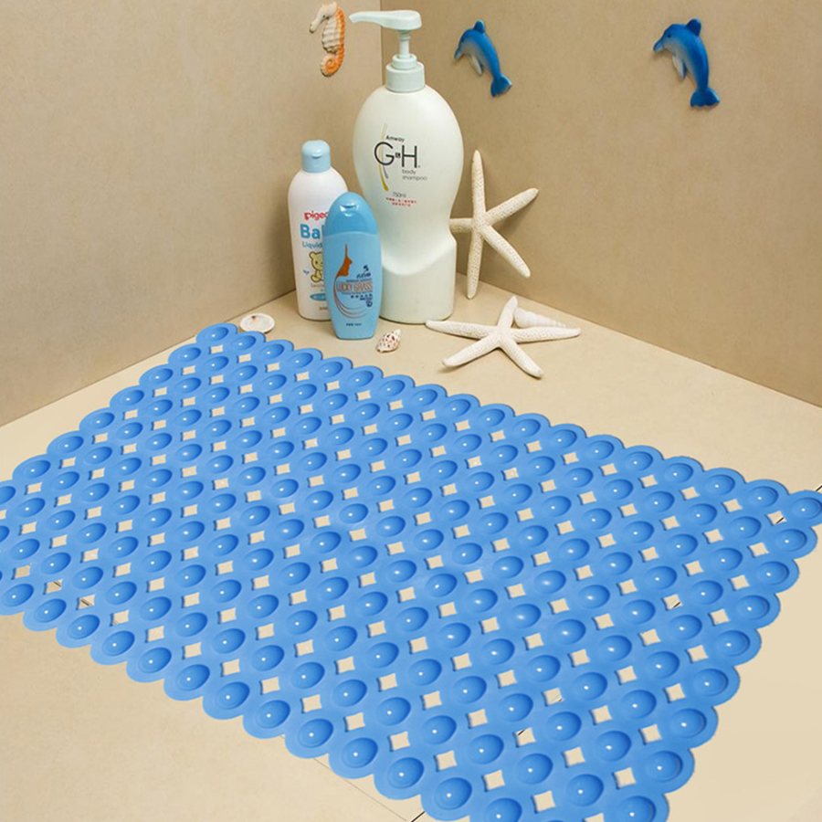 PVC Ellipse Footprint Anti-Slip Bath Mats With Suction Cup