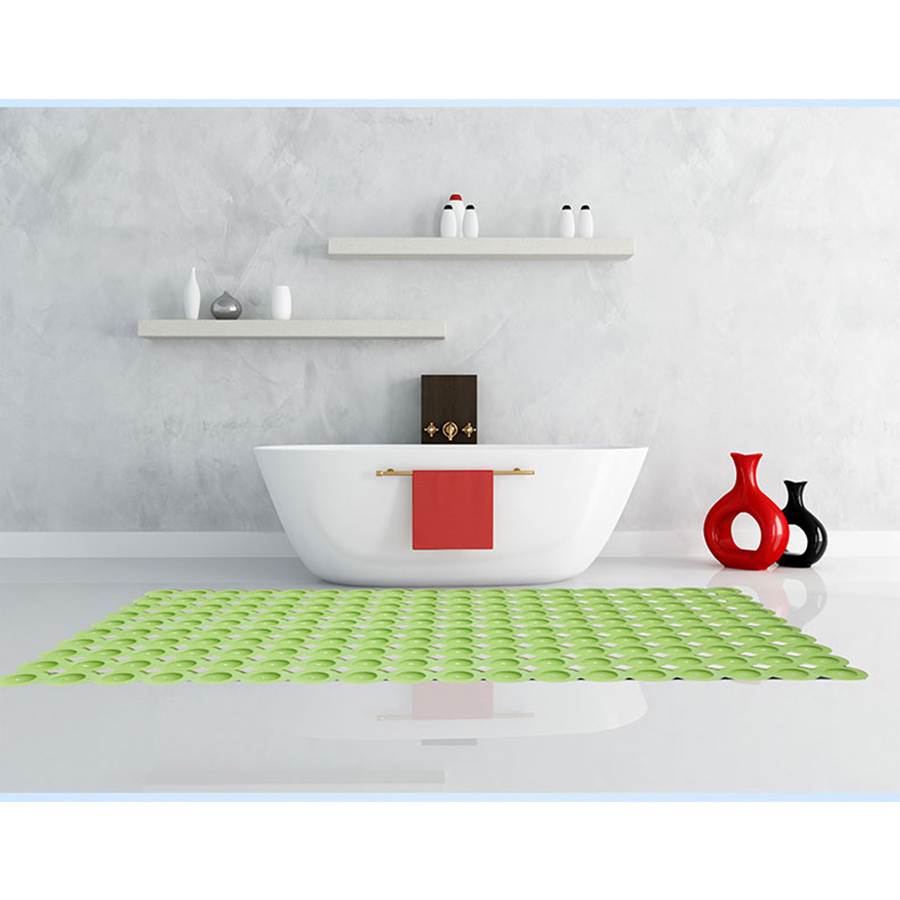 PVC Rectangle Footprint Anti-Slip Bath Mats With Suction Cup